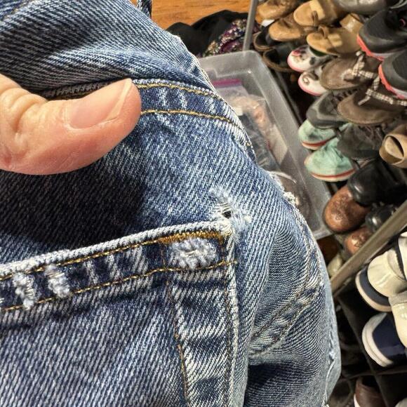 Frame shorts womens 24 blue distressed le slouch bermuda modest festival grunge - Picture 4 of 5